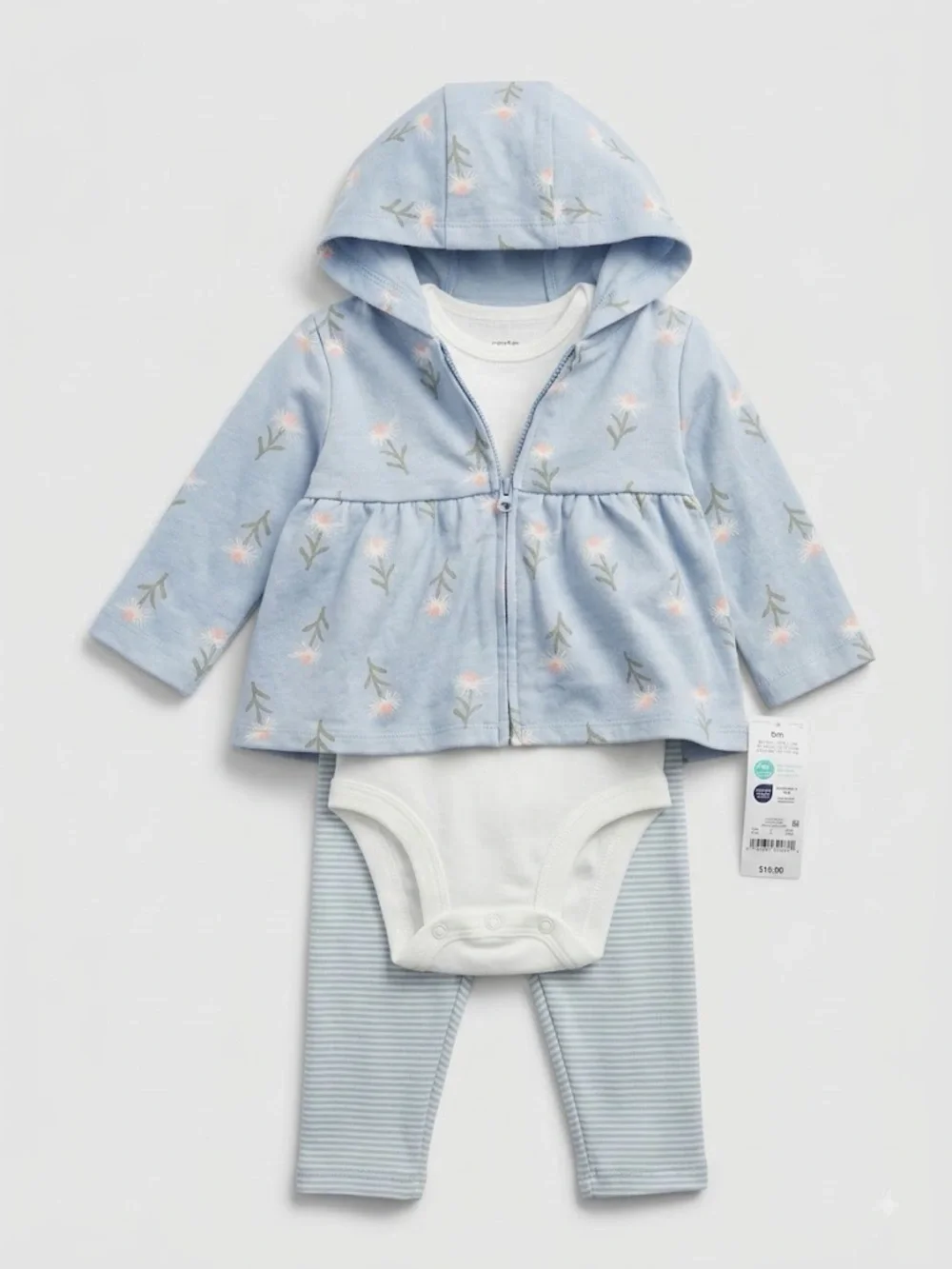 Carter’s Baby Floral Hooded Jacket Set - Light Blue (Brand Unknown)